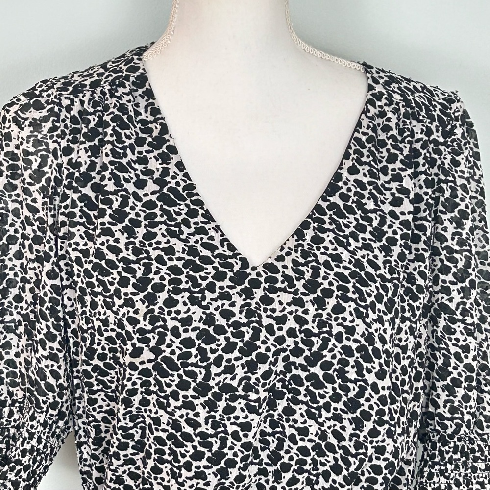 Maison d’Amelie Paris Black and White Leopard Print Ruffle Tier Dress - Picture 3 of 12